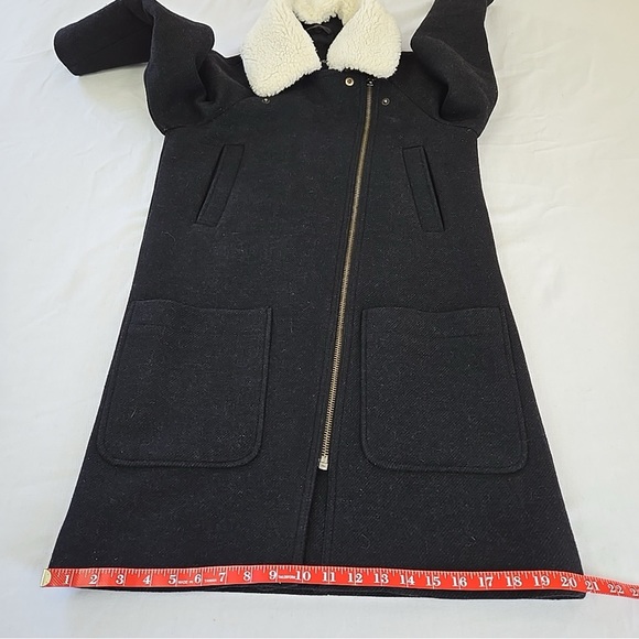 Madewell Eldridge Asymmetric Zip Coat in Black Insuluxe Fabric Women's XXS - Picture 13 of 15